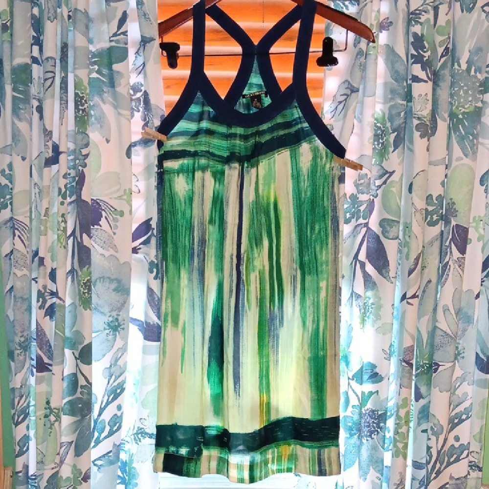 Lucky Brand Blue and Green Silk Blouse